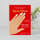 Vrijgezellenfeest toont ring echt folie uitnodiging (Staand Voorkant)