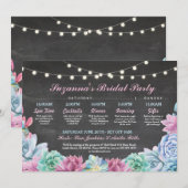 vrijgezellenfeest Traject Succulent Blue Pink Flor Kaart (Voorkant / Achterkant)