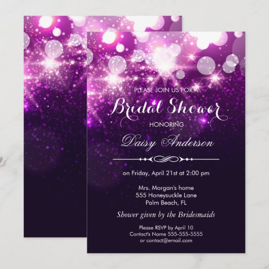 Vrijgezellenfeest - Trendy Paarse glitter Sparkles Kaart (Voorkant / Achterkant)