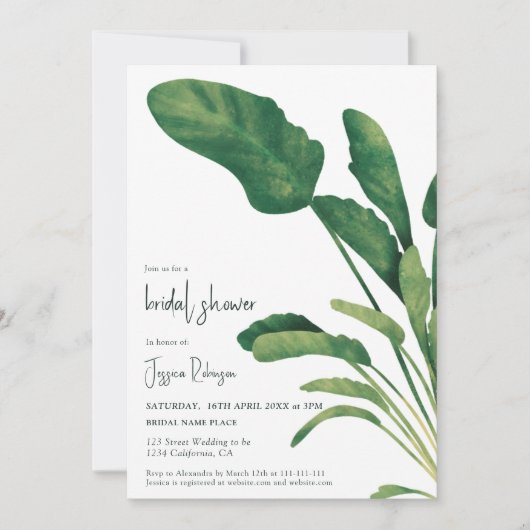 Vrijgezellenfeest Tropical greenery script plant Kaart (Voorkant)