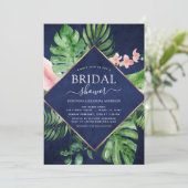 Vrijgezellenfeest Tropical Palm Waterverf Navy Blu Kaart (Staand voorkant)