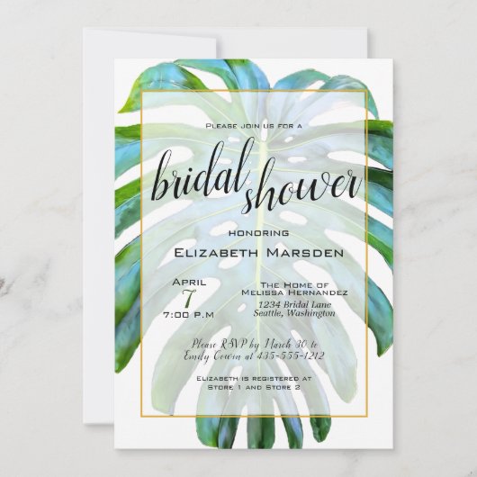 Vrijgezellenfeest Tropisch leder elegant script Kaart (Voorkant)