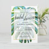 Vrijgezellenfeest Tropisch leder elegant script Kaart (Staand voorkant)