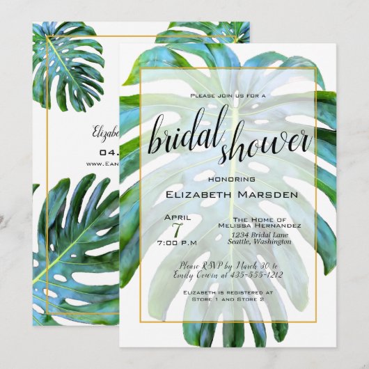 Vrijgezellenfeest Tropisch leder elegant script Kaart (Voorkant / Achterkant)