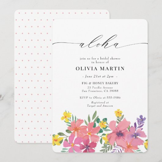 Vrijgezellenfeest Tropisch roze bloemen Kaart (Voorkant / Achterkant)