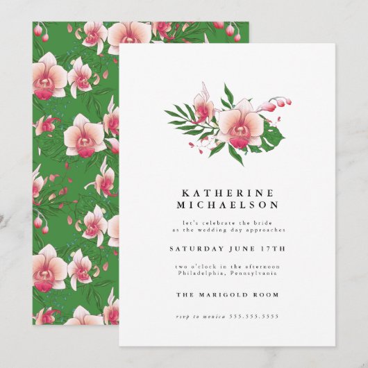 VRIJGEZELLENFEEST | Tropisch roze orchidee Kaart (Voorkant / Achterkant)