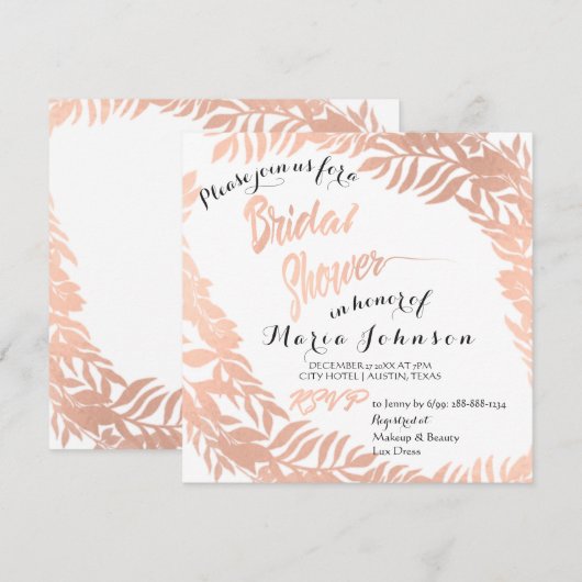 Vrijgezellenfeest Tropische bladeren Glitter Roos  Kaart (Voorkant / Achterkant)