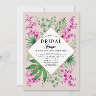 Vrijgezellenfeest Tropische Floral QR Code Boho Ma Kaart