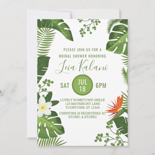 Vrijgezellenfeest Tropische palmbladeren Kaart (Voorkant)