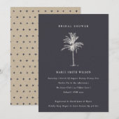 Vrijgezellenfeest Tropische palmboom Navy Kraft No Bedankkaart (Voorkant / Achterkant)