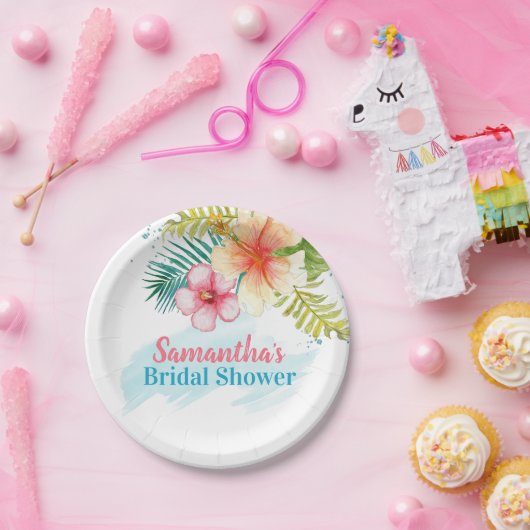 Vrijgezellenfeest Tropische Pool Party Papieren Bordje (Feest)