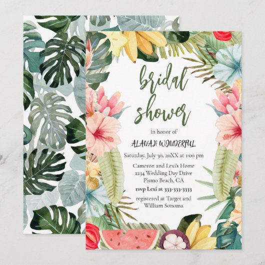 Vrijgezellenfeest tropische Waterverf Kaart (Voorkant / Achterkant)