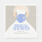 Vrijgezellenfeest trouwjurk blauw grijs servetten (Voorkant)