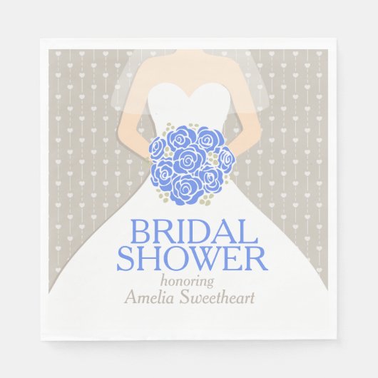 Vrijgezellenfeest trouwjurk blauw grijs servetten (Voorkant)