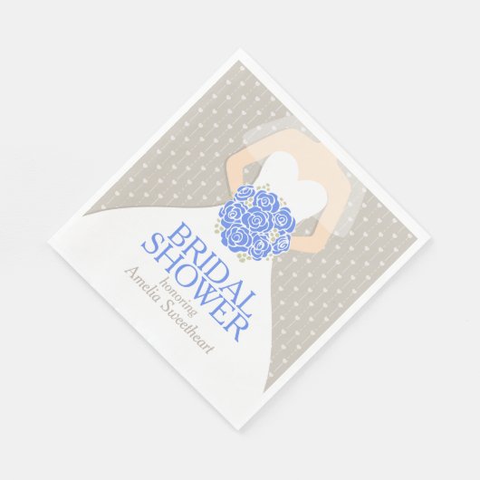 Vrijgezellenfeest trouwjurk blauw grijs servetten (Hoek)