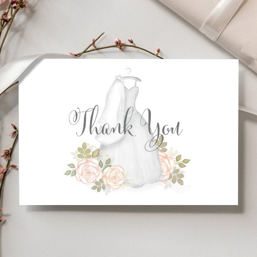 Vrijgezellenfeest trouwjurk Dank u Bedankkaart