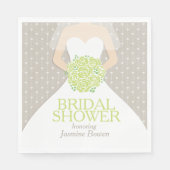 Vrijgezellenfeest trouwjurk groene rozen luiers servetten (Voorkant)