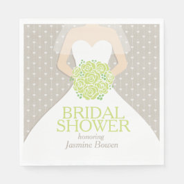 Vrijgezellenfeest trouwjurk groene rozen luiers servetten