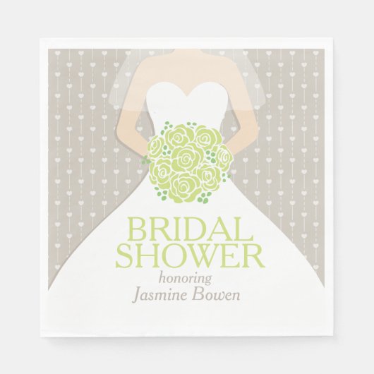 Vrijgezellenfeest trouwjurk groene rozen luiers servetten (Voorkant)