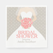 Vrijgezellenfeest trouwjurk koraal grijze luiers servet (Voorkant)