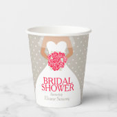 Vrijgezellenfeest trouwjurk rode rozen papieren bekers (Achterkant)