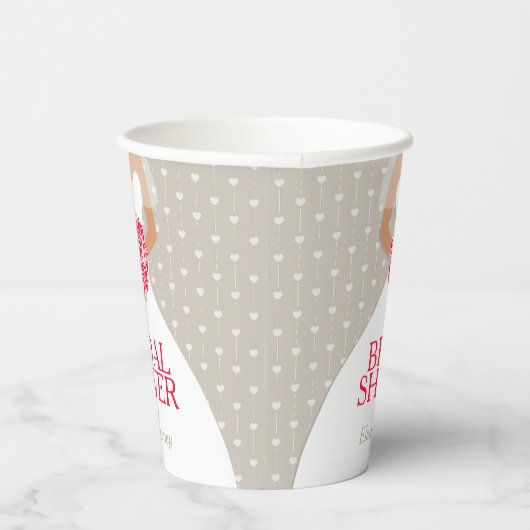 Vrijgezellenfeest trouwjurk rode rozen papieren bekers (Rechts)