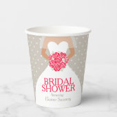 Vrijgezellenfeest trouwjurk rode rozen papieren bekers (Voorkant)