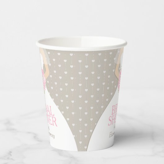 Vrijgezellenfeest trouwjurk roze douche papieren bekers (Links)