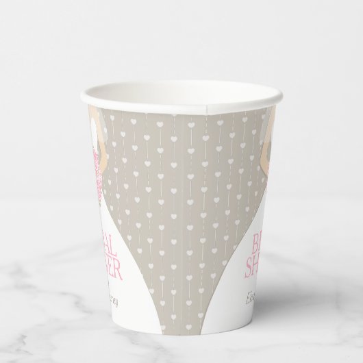 Vrijgezellenfeest trouwjurk roze douche papieren bekers (Rechts)