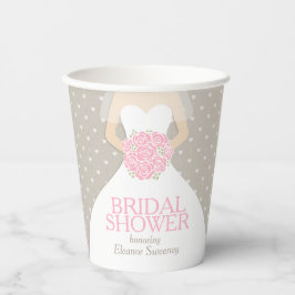 Vrijgezellenfeest trouwjurk roze douche papieren bekers