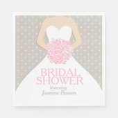 Vrijgezellenfeest trouwjurk roze grijs servetten (Voorkant)