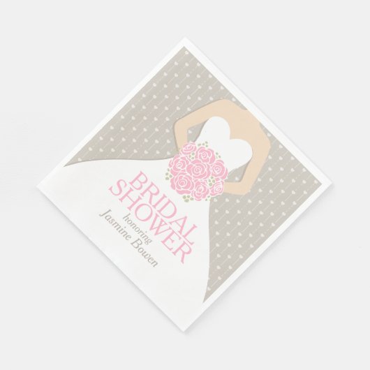 Vrijgezellenfeest trouwjurk roze grijs servetten (Hoek)