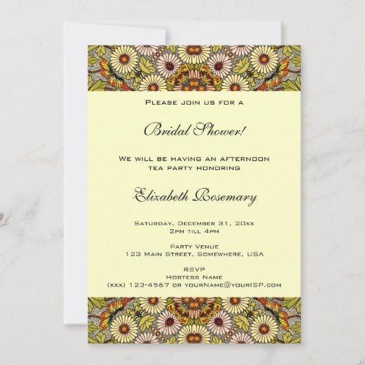  Vrijgezellenfeest, Tuinbloemen Vlinders Kaart (Voorkant)