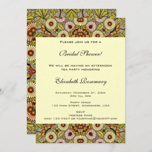  Vrijgezellenfeest, Tuinbloemen Vlinders Kaart (Voorkant / Achterkant)