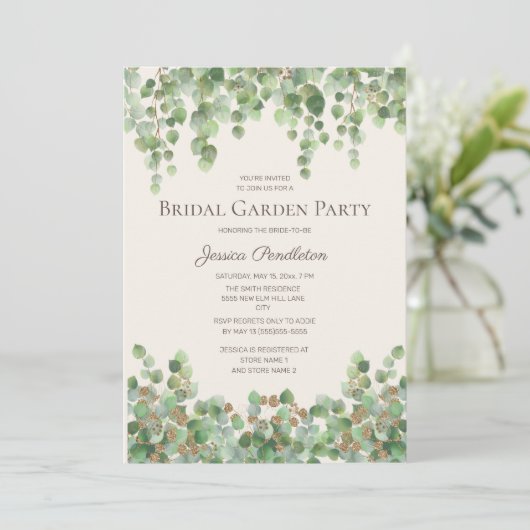 Vrijgezellenfeest Tuinpartij Eucalyptus Foliage Kaart (Staand voorkant)