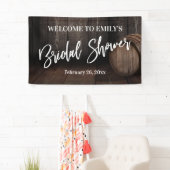 Vrijgezellenfeest Typografie Rustic Wood Barrel Spandoek (Insitu)