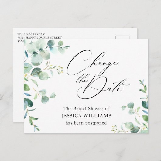 Vrijgezellenfeest uitgesteld Verander de datum Euc Briefkaart (Voorkant / Achterkant)