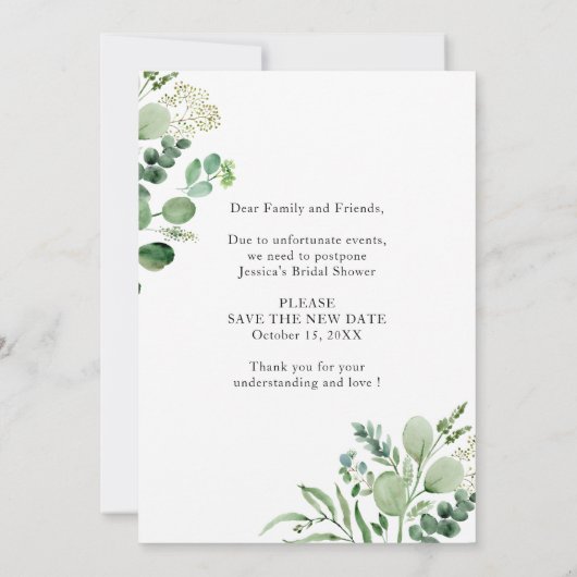 Vrijgezellenfeest uitgesteld Verander de datum Euc Kaart (Achterkant)