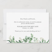 Vrijgezellenfeest uitgesteld Verander de datum Euc Kaart (Achterkant)