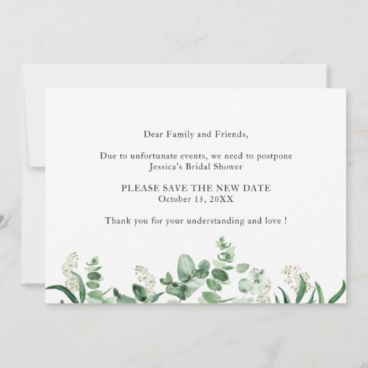 Vrijgezellenfeest uitgesteld Verander de datum Euc Kaart (Achterkant)