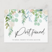 Vrijgezellenfeest uitgesteld Waterverf bloemengroe Aankondigingskaart (Voorkant)