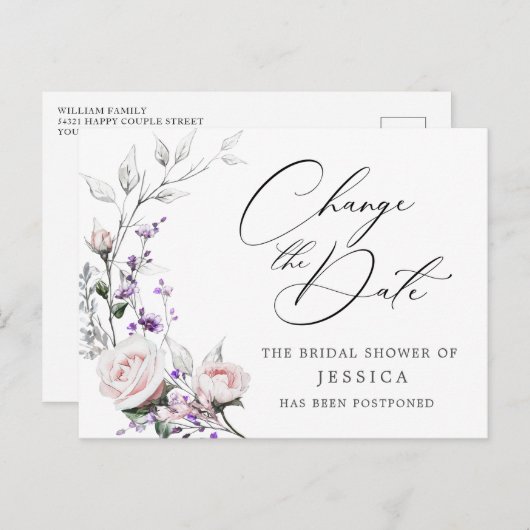 Vrijgezellenfeest uitgestelde datum Elegant Blush  Briefkaart (Voorkant / Achterkant)