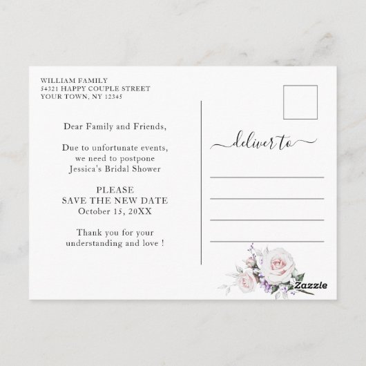 Vrijgezellenfeest uitgestelde datum Elegant Blush  Briefkaart (Achterkant)