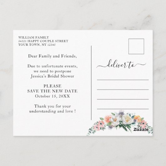 Vrijgezellenfeest uitgestelde datum Elegant Blush  Briefkaart (Achterkant)