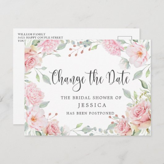 Vrijgezellenfeest uitgestelde datum Elegant Blush  Briefkaart (Voorkant / Achterkant)