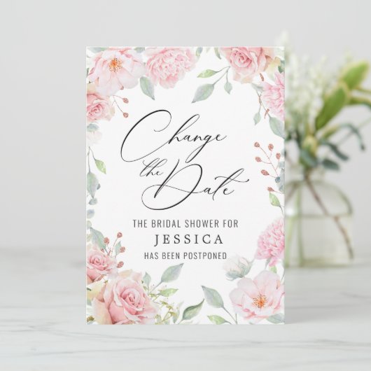 Vrijgezellenfeest uitgestelde datum Elegant Blush Kaart (Staand voorkant)