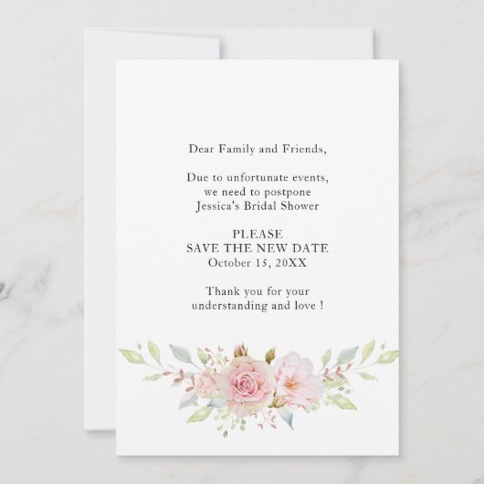 Vrijgezellenfeest uitgestelde datum Elegant Blush Kaart (Achterkant)