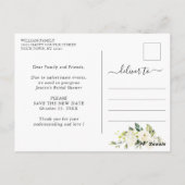 Vrijgezellenfeest Uitgestelde Datum Elegant White  Briefkaart (Achterkant)