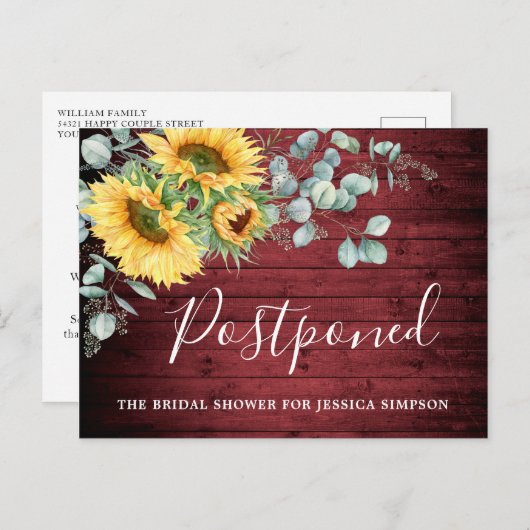 Vrijgezellenfeest uitgestelde datum zonnebloemen e briefkaart (Voorkant / Achterkant)