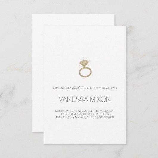 Vrijgezellenfeest uitnodigen | Diamond Ring Fab Kaart (Voorkant / Achterkant)